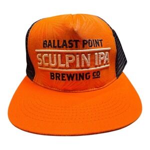 NWOT Ballast Point Brewing Co‎ Sculpin IPA Trucker Hat Orange Navy Blue Snapback